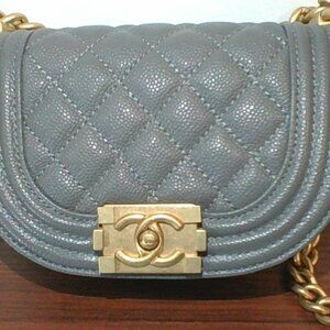 Chanel Caviar Quilted Small Boy Messenger Bag Dark Grey